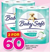 Baby Soft 2 Ply Toilet Tissue Mini 9's Pack-For 2