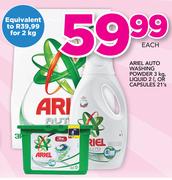Ariel Auto Washing Powder 3Kg, Liquid 2Ltr Or Capsules 21's-Each