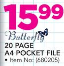 Butterfly 20 Page A4 Pocket File