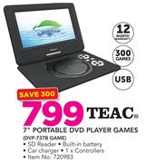 Teac 7" Portable DVD Player Games DVP-737B Game