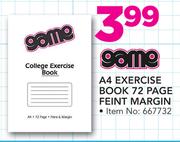 Game A4 Exercise Book 72 Pages Feint Margin