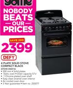 Defy 4 Plate Solid Stove Compact Black STOVE DSS514