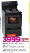 Defy 4 Plate Solid Stove Black BLK DSS-494