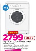 Defy 5Kg Front Load Tunble Dryer White DTD258