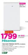 Hisense 120Ltr Bar Fridge White H120RWH