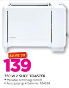 Logik 750W 2 Slice Toaster
