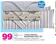 Mainstays 3 Piece Printed Microfibre Sheet Set-Per Set