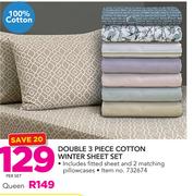 Queen 3 Piece Cotton Winter Sheet Set-Per Set