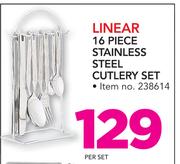 Linear 16 Piece Stainless Steel Cutlery Set-Per Set
