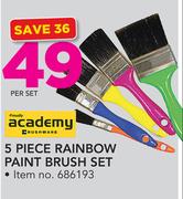 Academy 5 Piece Rainbow Paint Brush Set-Per Set