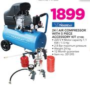 Tradeair 24Ltr Air Compressor With 5 Piece Accessory Kit C108