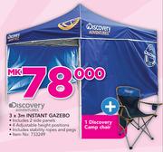 Discovery 3 x 3m Instant Gazebo With Plus 1 Discovery Camp Chair