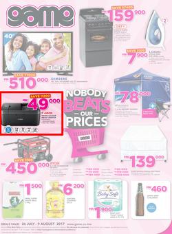 Game Malawi : Nobody Beats our Prices (26 July - 9 August 2017), page 1