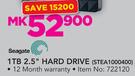Seagate 1TB 2.5" Hard Drive STEA1000400