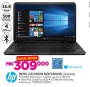 HP Intel Celeron Notebook 15-AY032