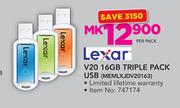 Lexar V20 16GB Triple Pack USB MEMLXJDV20163-Per Pack