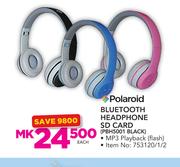 Polaroid Bluetooth Headphone SD Card PBH5001 BLACK-Each