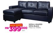 Sofia L-Shaped Sofa Black-Each