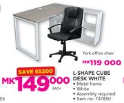 L-Shape Cube Desk White