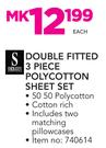 Sheraton Double Fitted 3 Piece Polycotton Sheet Set-Each