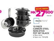 Mainstays 10 Piece Carbon Steel Non Stick Pot Set Black-Per Ser
