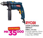 Ryobi 650W Corded Impact Drill PD-650