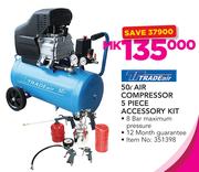 Tradeair 50Ltr Air Compressor 5 Piece Accessory Kit
