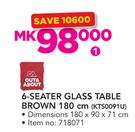 Out & About 6 Seater Glass Table Brown 180cm KTS0091U