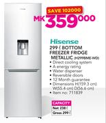Hisense 299Ltr Bottom Freezer Fridge Metallic H299BME-WD
