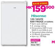 Hisense 120Ltr White Bar Fridge H120RWH