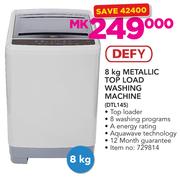 Defy 8kg Metallic Top Load Washing Machine DTL145