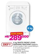 Defy 6Kg White Front Load Washing Machine DAW373