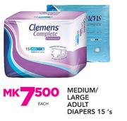 Medium/Large Adult Diapers-15's Each