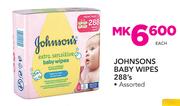 Johnsons Baby Wipes Assorted-288's Each