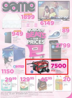 Game Namibia : Nobody Beats our Prices (26 July - 9 August 2017), page 1