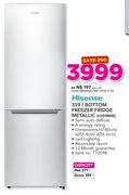 Hisense 359Ltr Bottom Freezer Fridge Metallic H359BME