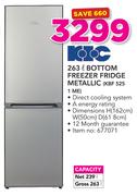 KIC 263Ltr Bottom Freezer Fridge Metallic KBF 525 1 ME