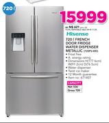 Hisense 720Ltr French Door Fridge With Water Dispenser Metallic 720FS-WD