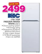 KIC 170Ltr Top Freezer Fridge White 518 1
