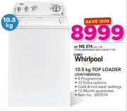 Whirlpool 10.5Kg Top Loader 3SWT4800WQ