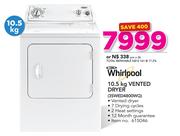 Whirlpool 10.5Kg Vented Dryer 3SWED4800WQ