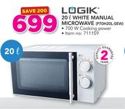 Logik 20Ltr White Manual Microwave P70H20L-SEW