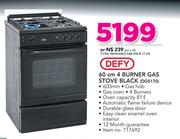 Defy 60cm 4 Burner Gas Stove Black DGS170