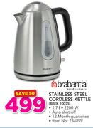 Brabantia 1.7Ltr Stainless Steel Cordless Kettle BBEK 1007S