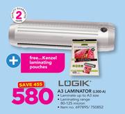 Logik A3 Laminator L300-A With Free Kenzel Laminating Pouches