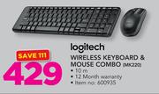 Logitech Wireless Keyboard & Mouse Combo MK220