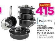 Mainstays 10 Piece Carbon Steel Non-Stick Pot Set Black