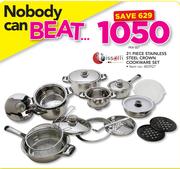 Tissolli 21 Piece Stainless Steel Crown Cookware Set