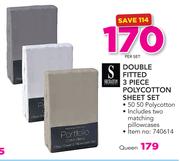 Sheraton Queen Fitted 3 Piece Polycotton Sheet Set Including 2 Matching Pillowcases