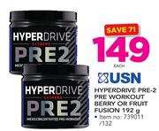 USN Hyper Drive Pre 2 Pre Workout Berry Or Fruit Fusion-192g Each